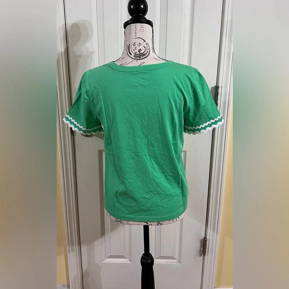 NWOT- Lilly Pulitzer Green Clairmont Ric Rac Trimmed Knit Top - Picture 5 of 7